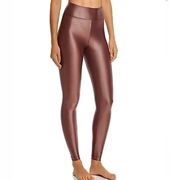 Koral Pants - Koral Lustrous Max High Rise Shiny Leggings in Bordeaux